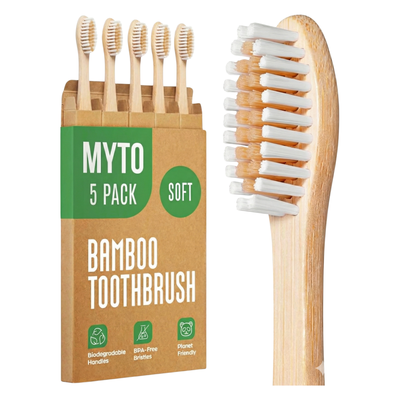 All Natural Bamboo Toothbrush Set (5-Pack)